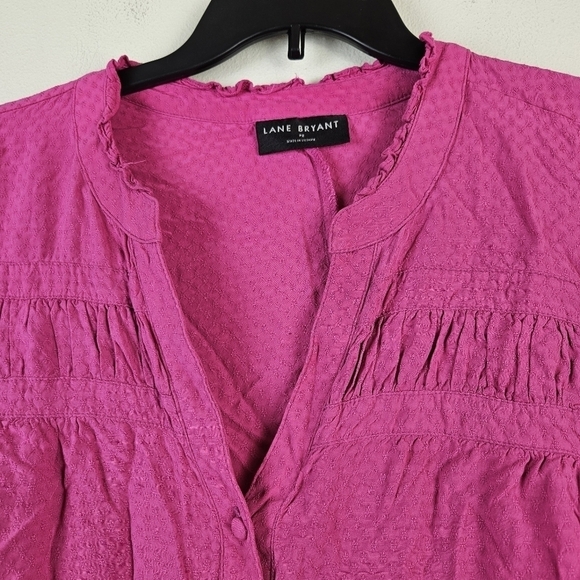 Lane Bryant Plus button down Pink Top Blouse Shirt Size 22 - Picture 4 of 7